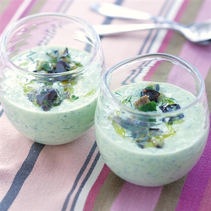 Kräuterkaltschale mit Aubergine