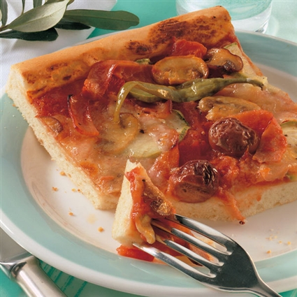Bunt belegte Pizza