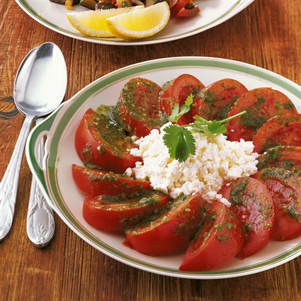 Tomaten mit Korianderpaste