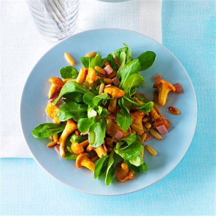 Histaminarmer Feldsalat mit Pfifferlingen