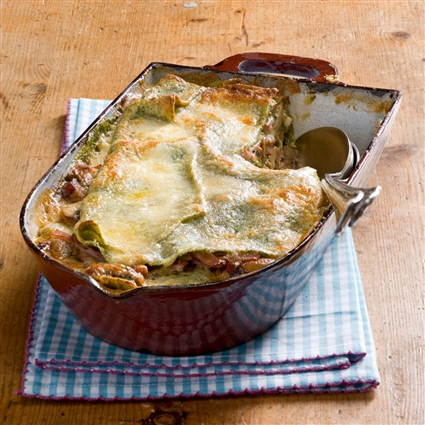 Grüne Lasagne mit Pilzen