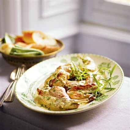 Kaninchen in Estragon-Senf-Sauce
