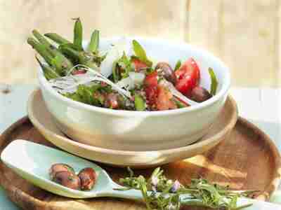 Bohnensalat mit Rucola und Oliven