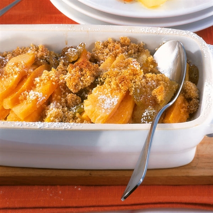 Kürbisgratin mit Rumrosinen