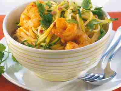 Zucchini-Spaghetti mit Garnelen