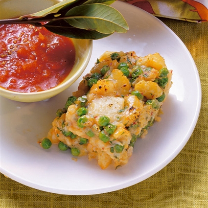 Kartoffelauflauf mit Erbsen