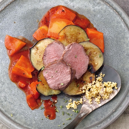 Lammrücken auf gebratener Aubergine