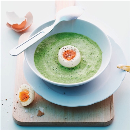 Spinatsuppe mit Wachsweichem Ei