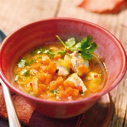 Kürbis-Hühner-Suppe