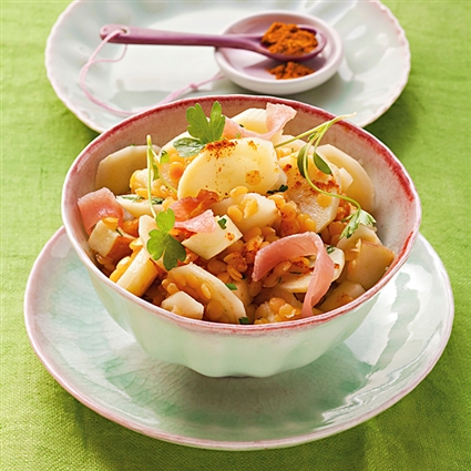 Petersilienwurzel-Salat mit Linsen