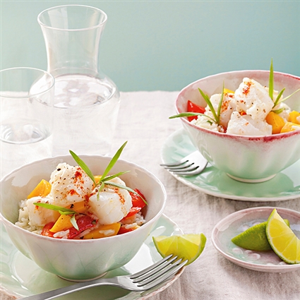 Mango-Seelachs-Salat mit Basmatireis