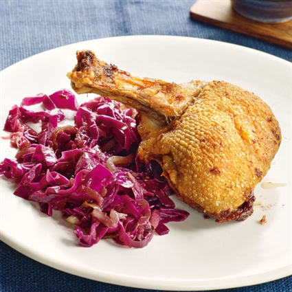 Bauernente mit Rotkohl