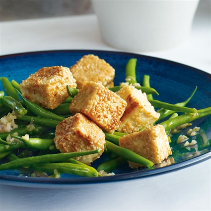 Bohnensalat mit Sesamtofu