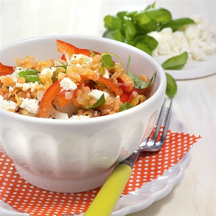 Roter Linsensalat mit Feta