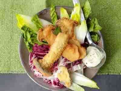 Wintersalat mit Frittierten Seitlingen