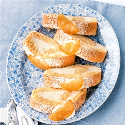 Zitronen-Biskuitrolle ohne Gelatine