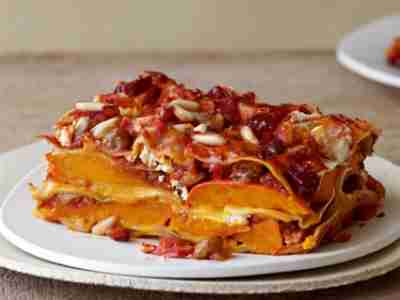 Kürbis-Lasagne mit Hähnchen und Ricotta