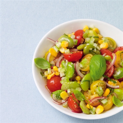 Dicke-Bohnen-Salat mit Honig-Öl Dressing