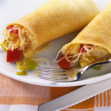 Pfannkuchen mit Sauerkfrautgemüse