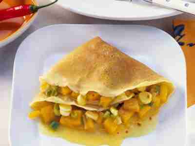 Crêpes mit Chili-Vanille-Kürbis