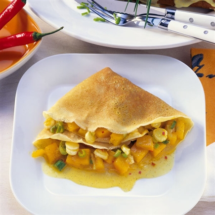 Crêpes mit Chili-Vanille-Kürbis