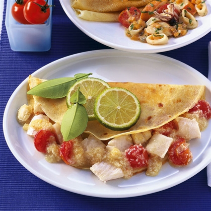 Crêpes mit Meeresfrüchten