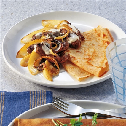 Crêpes mit Kalbsleber