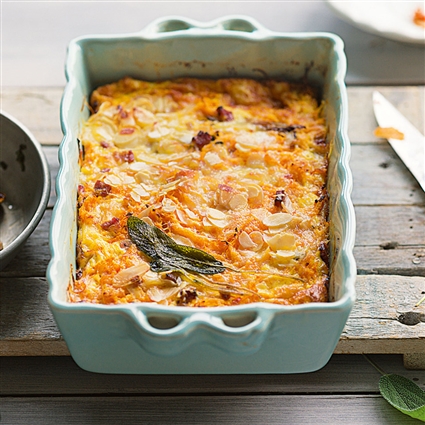 Kürbisauflauf mit Speck