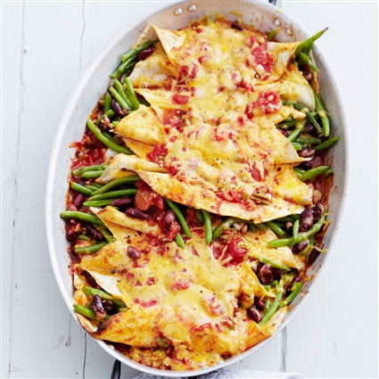 Enchiladas mit Bohnengemüse