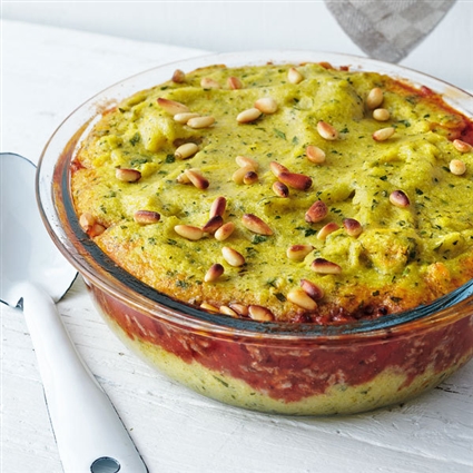 Tomatenfleisch mit Polenta-Haube