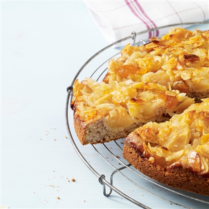 Apfel-Mandel-Kuchen mit Aprikosenkonfitüre