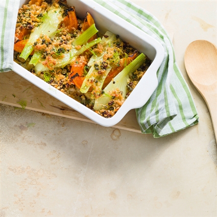 Überbackener Fenchel und Kürbis