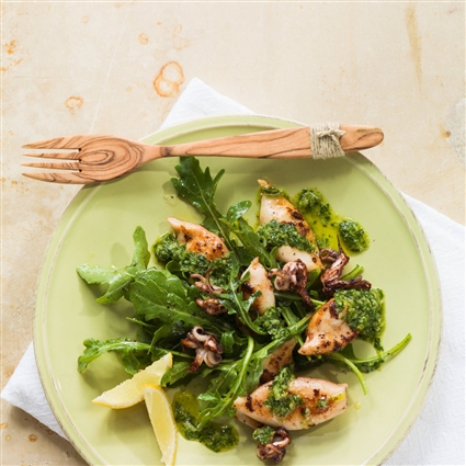 Gebratene Calamari mit Rucola