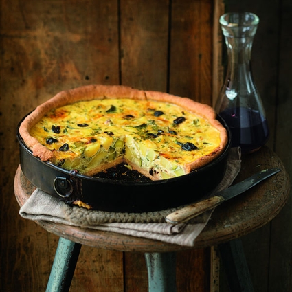 Zucchinikuchen mit Pellkartoffeln vom Vortag