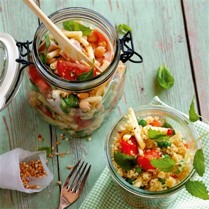 Pasta-Salat mit Kichererbsen