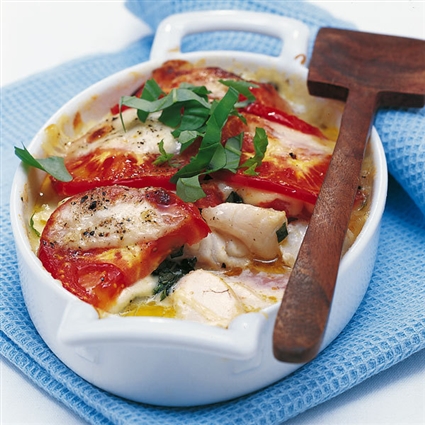 Fisch-Gratin mit Tomaten
