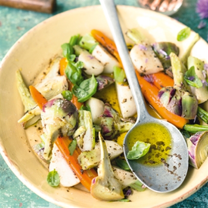 Salade d'artichauts aux navets – Artischocken-Rübchen-Salat