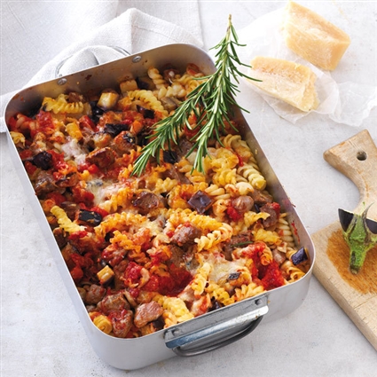 Spiralnudelgratin mit Lamm