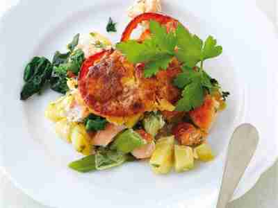 Lachs-Spinat-Gratin