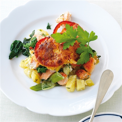 Lachs-Spinat-Gratin
