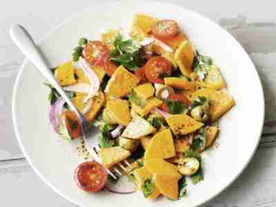 Veganer warmer Süßkartoffelsalat
