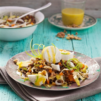 Schneller Linsen-Chicorée-Salat mit Ziegenkäse