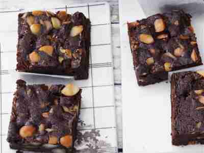 Apfel-Macadamia-Brownies