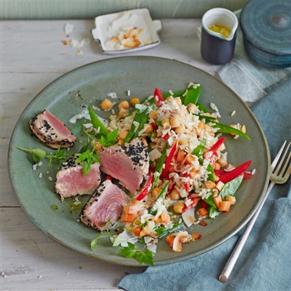 Kichererbsen-Reis-Salat mit Thunfisch
