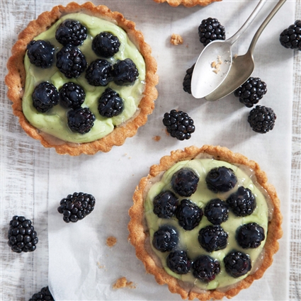Vegane Brombeertorteletts mit Avocado-Joghurt-Creme
