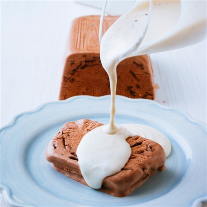 Schokoladenparfait mit Vanillesauce