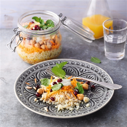 Möhren-Couscous-Salat mit Kichererbsen