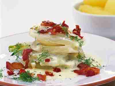 Fenchelgratin mit Speck