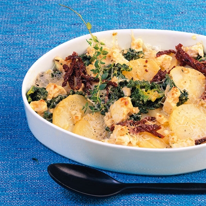 Mediterraner Grünkohl-Kartoffel-Auflauf