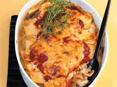 Tofu-Lasagne mit Pilzen